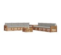 vidaXL Ensemble de canapés d'extérieur 9 pcs Gris Naturel et Clair, Salon d'extérieur Moderne, mobilier de Jardin Confortable, canapé en Acacia, Assise résistante aux intempéries