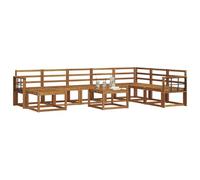 vidaXL Ensemble de canapés d'extérieur 9 pcs Naturel, Canapé modulaire de Jardin, mobilier d'extérieur Durable, Assise en Bois d'acacia, Salon de Patio Confortable, agencement sectionnel Polyvalent