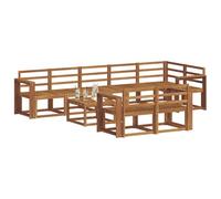 vidaXL Ensemble de canapés d'extérieur 9 pcs Naturel, Canapé Modulaire Stylish pour l'Extérieur, Mobilier Durable de Jardin pour Un Confort Optimal en Plein Air, Résistant aux Intempéries en Acacia