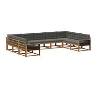 vidaXL Ensemble de canapés d'extérieur 9 pcs Naturel et Anthracite, Canapé d'extérieur Moderne, mobilier de Patio Durable et Polyvalent, sectionnels pour se Relaxer dans Le Jardin