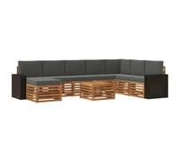 vidaXL Ensemble de canapés d'extérieur 9 pcs Naturel et Anthracite, Canapé d'extérieur Moderne, mobilier sectional Robuste pour Jardin, Salon et terrasse, Confort assuré