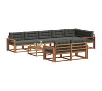 vidaXL Ensemble de canapés d'extérieur 9 pcs Naturel et Anthracite, Canapé d'extérieur Moderne, Salon Durable, Coin détente, mobilier résistant aux intempéries, Parfait pour Relaxer