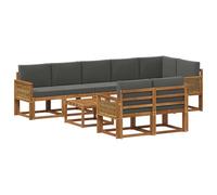 vidaXL Ensemble de canapés d'extérieur 9 pcs Naturel et Anthracite, Canapé Moderne, résistant aux intempéries, Ensemble mobilier de Jardin Chic, Sections Confortables pour Votre Espace extérieur