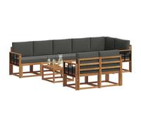vidaXL Ensemble de canapés d'extérieur 9 pcs Naturel et Anthracite, Canapé Modulaire Stylish pour l'Extérieur, Mobilier Durable de Jardin pour un Confort Optimal en Plein Air, Résistant aux Intempérie