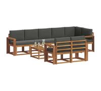 vidaXL Ensemble de canapés extérieurs 9 pcs – Modulaire – Résistant – Naturel/Anthracite