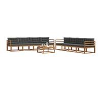 vidaXL Ensemble de canapés d'extérieur 9 pcs Naturel et Anthracite, Ensemble de Canapé d'Extérieur, Assise Moderne Résistante aux Intempéries pour Jardin, Patio, Arrière-cour, Mobilier en Bois d'Acaci