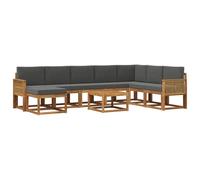 vidaXL Ensemble de canapés d'extérieur 9 pcs Naturel et Anthracite, Sofa de Jardin, canapé Moderne, Assise Flexible, Bois Acacia, mobilier Contemporain pour Patio, Installation Confortable