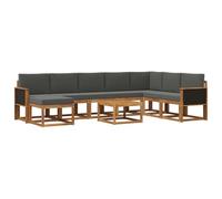 vidaXL Ensemble de canapés d'extérieur 9 pcs Naturel et Anthracite, Sofa de Jardin, canapé Moderne, Assise Flexible, Bois Acacia, mobilier Contemporain pour Patio, Installation Confortable