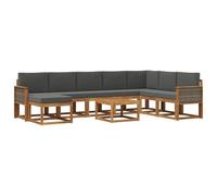 vidaXL Ensemble de canapés d'extérieur 9 pcs Naturel et Anthracite, Sofa de Jardin, canapé Moderne, Assise Flexible, Bois Acacia, mobilier Contemporain pour Patio, Installation Confortable