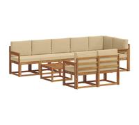 vidaXL Ensemble de canapés d'extérieur 9 pcs Naturel et Beige, Canapé Modulaire Stylish pour l'Extérieur, Mobilier Durable de Jardin pour Un Confort Optimal en Plein Air, Résistant aux Intempéries en