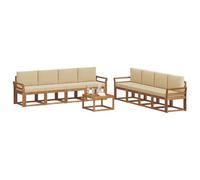 vidaXL Ensemble de canapés d'extérieur 9 pcs Naturel et Beige, Canapé de Jardin en Acacia, Salon Moderne, Meuble extérieur Tendance, Assise Confortable pour Vos soirées