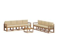 vidaXL Ensemble de canapés d'extérieur 9 pcs Naturel et Beige, Canapé de Jardin en Acacia, Salon Moderne, Meuble extérieur Tendance, Assise Confortable pour Vos soirées