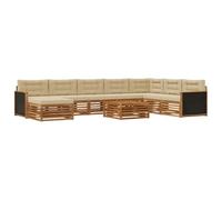 vidaXL Ensemble de canapés d'extérieur 9 pcs Naturel et Beige, Canapé de Jardin en Bois d'acacia, Meubles Modernes, Suite Lounge, sièges Confortables au Bord de la Piscine