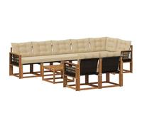 vidaXL Ensemble de canapés d'extérieur 9 pcs Naturel et Beige, Canapé de Jardin, Meuble sectionnel Moderne, sièges extérieurs, Set terrasse Confortable, résistant