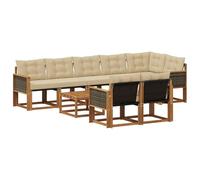 vidaXL Ensemble de canapés d'extérieur 9 pcs Naturel et Beige, Canapé de Jardin, Meuble sectionnel Moderne, sièges extérieurs, Set terrasse Confortable, résistant