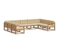 vidaXL Ensemble de canapés d'extérieur 9 pcs Naturel et Beige, Canapé d'extérieur Moderne, mobilier de Patio Durable et Polyvalent, sectionnels pour se Relaxer dans Le Jardin