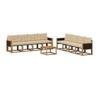 vidaXL Ensemble de canapés d'extérieur 9 pcs Naturel et Beige, Canapé Moderne d'extérieur, Ensemble sectionnel pour Un Jardin Confortable, mobilier Durable, sièges élégants