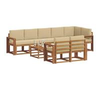 vidaXL Ensemble de canapés d'extérieur 9 pcs Naturel et Beige, Canapé Modulaire Stylish pour l'Extérieur, Mobilier Durable de Jardin pour Un Confort Optimal en Plein Air, Résistant aux Intempéries en