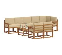 vidaXL Ensemble de canapés d'extérieur 9 pcs - Modulaire naturel et beige, résistant aux intempéries