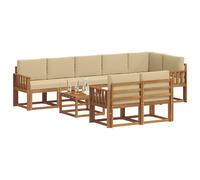 vidaXL Ensemble de canapés d'extérieur 9 pcs Naturel et Beige, Canapé Modulaire Stylish pour l'Extérieur, Mobilier Durable de Jardin pour Un Confort Optimal en Plein Air, Résistant aux Intempéries en