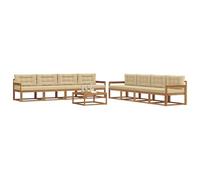 vidaXL Ensemble de canapés d'extérieur 9 pcs Naturel et Beige, Ensemble de Canapé d'Extérieur, Assise Moderne Résistante aux Intempéries pour Jardin, Patio, Arrière-cour, Mobilier en Bois d'Acacia Dur