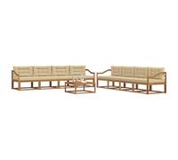 vidaXL Ensemble de canapés d'extérieur 9 pcs Naturel et Beige, Ensemble de Canapé d'Extérieur, Assise Moderne Résistante aux Intempéries pour Jardin, Patio, Arrière-cour, Mobilier en Bois d'Acacia Dur