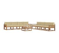 vidaXL Ensemble de canapés d'extérieur 9 pcs Naturel et Beige, Ensemble de Canapé d'Extérieur, Assise Moderne Résistante aux Intempéries pour Jardin, Patio, Arrière-cour, Mobilier en Bois d'Acacia Dur