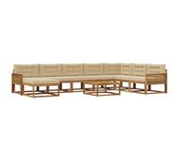 vidaXL Ensemble de canapés d'extérieur 9 pcs Naturel et Beige, Set de canapés en Acacia pour extérieur, Salon Moderne, mobilier stylé, Coin détente Durable, déco Estivale