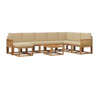 vidaXL Ensemble de canapés d'extérieur 9 pcs Naturel et Beige, Sofa de Jardin, canapé Moderne, Assise Flexible, Bois Acacia, mobilier Contemporain pour Patio, Installation Confortable