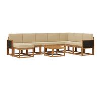 vidaXL Ensemble de canapés d'extérieur 9 pcs Naturel et Beige, Sofa de Jardin, canapé Moderne, Assise Flexible, Bois Acacia, mobilier Contemporain pour Patio, Installation Confortable