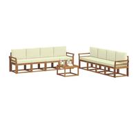 vidaXL Ensemble de canapés d'extérieur 9 pcs Naturel et Crème, Canapé de Jardin en Acacia, Salon Moderne, Meuble extérieur Tendance, Assise Confortable pour Vos soirées