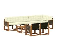vidaXL Ensemble de canapés d'extérieur 9 pcs Naturel et Crème, Canapé de Jardin, Meuble sectionnel Moderne, sièges extérieurs, Set terrasse Confortable, résistant