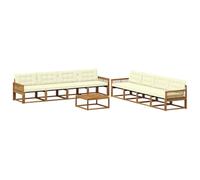 vidaXL Ensemble de canapés d'extérieur 9 pcs Naturel et Crème, Canapé de Jardin Moderne, Meuble sectionnel résistant, sièges Confortables pour terrasse et Patio