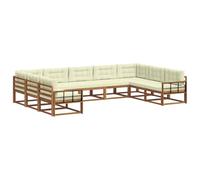 vidaXL Ensemble de canapés d'extérieur 9 pcs Naturel et Crème, Canapé d'extérieur Moderne, mobilier de Patio Durable et Polyvalent, sectionnels pour se Relaxer dans Le Jardin