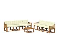 vidaXL Ensemble de canapés d'extérieur 9 pcs Naturel et Crème, Canapé Moderne d'extérieur, Ensemble sectionnel pour Un Jardin Confortable, mobilier Durable, sièges élégants