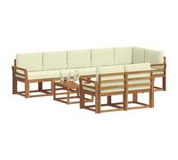 vidaXL Ensemble de canapés d'extérieur 9 pcs Naturel et Crème, Canapé Modulaire Stylish pour l'Extérieur, Mobilier Durable de Jardin pour Un Confort Optimal en Plein Air, Résistant aux Intempéries en