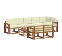 vidaXL Ensemble de canapés d'extérieur modulaire 9 pcs- Résistant aux intempéries - Naturel et crème