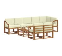 vidaXL Ensemble de canapés d'extérieur 9 pcs Naturel et Crème, Canapé Modulaire Stylish pour l'Extérieur, Mobilier Durable de Jardin pour Un Confort Optimal en Plein Air, Résistant aux Intempéries en