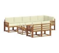 vidaXL Ensemble de canapés d'extérieur modulaire 9 pcs Naturel et Crème, résistant aux intempéries