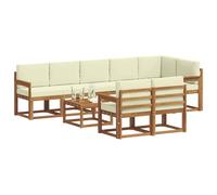 vidaXL Ensemble de canapés d'extérieur 9 pcs Naturel et Crème, Canapé Modulaire Stylish pour l'Extérieur, Mobilier Durable de Jardin pour Un Confort Optimal en Plein Air, Résistant aux Intempéries en