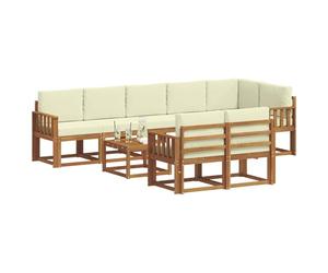 vidaXL Ensemble de canapés d'extérieur 9 pcs Naturel et Crème, Canapé Modulaire Stylish pour l'Extérieur, Mobilier Durable de Jardin pour Un Confort Optimal en Plein Air, Résistant aux Intempéries en