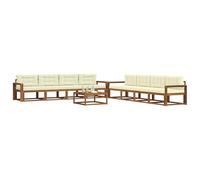 vidaXL Ensemble de canapés d'extérieur 9 pcs Naturel et Crème, Ensemble de Canapé d'Extérieur, Assise Moderne Résistante aux Intempéries pour Jardin, Patio, Arrière-cour, Mobilier en Bois d'Acacia Dur