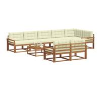 vidaXL Ensemble de canapés d'extérieur 9 pcs Naturel et Crème, Mobilier de Jardin, Canapé Lounge, Sectionnel de Patio Durable, Meubles Modernes pour l'extérieur