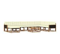 vidaXL Ensemble de canapés d'extérieur 9 pcs Naturel et Crème, Mobilier de Jardin Moderne, canapé extérieur résistant, Espace détente, sièges pour terrasse