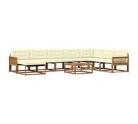 vidaXL Ensemble de canapés d'extérieur 9 pcs Naturel et Crème, Mobilier de Jardin Moderne, canapé extérieur résistant, Espace détente, sièges pour terrasse