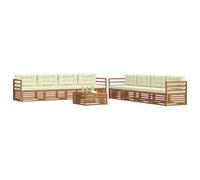 vidaXL Ensemble de canapés d'extérieur 9 pcs Naturel et Crème, Salon d'extérieur Moderne, mobilier de Jardin Confortable, canapé en Acacia, Assise résistante aux intempéries