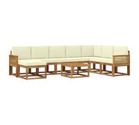 vidaXL Ensemble de canapés d'extérieur 9 pcs Naturel et Crème, Sofa de Jardin, canapé Moderne, Assise Flexible, Bois Acacia, mobilier Contemporain pour Patio, Installation Confortable
