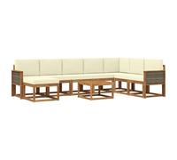 vidaXL Ensemble de canapés d'extérieur 9 pcs Naturel et Crème, Sofa de Jardin, canapé Moderne, Assise Flexible, Bois Acacia, mobilier Contemporain pour Patio, Installation Confortable