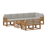 vidaXL Ensemble de canapés d'extérieur 9 pcs Naturel et Gris Clair, Canapé Moderne, résistant aux intempéries, Ensemble mobilier de Jardin Chic, Sections Confortables pour Votre Espace extérieur