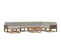 vidaXL Ensemble de canapés d'extérieur 9 pcs Naturel et Gris Clair, Canapés Modernes en Acacia, mobilier Chic pour la Piscine, Lounge Durable, Coin Salon pour Le Patio